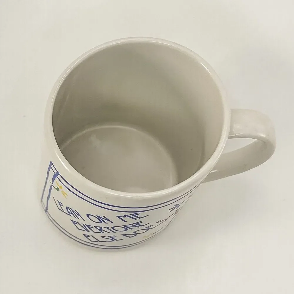 Vintage Mug Slants “Lean On Me Everyone Else Does” Funny Slanted Coffee Mug - Picture 3 of 6